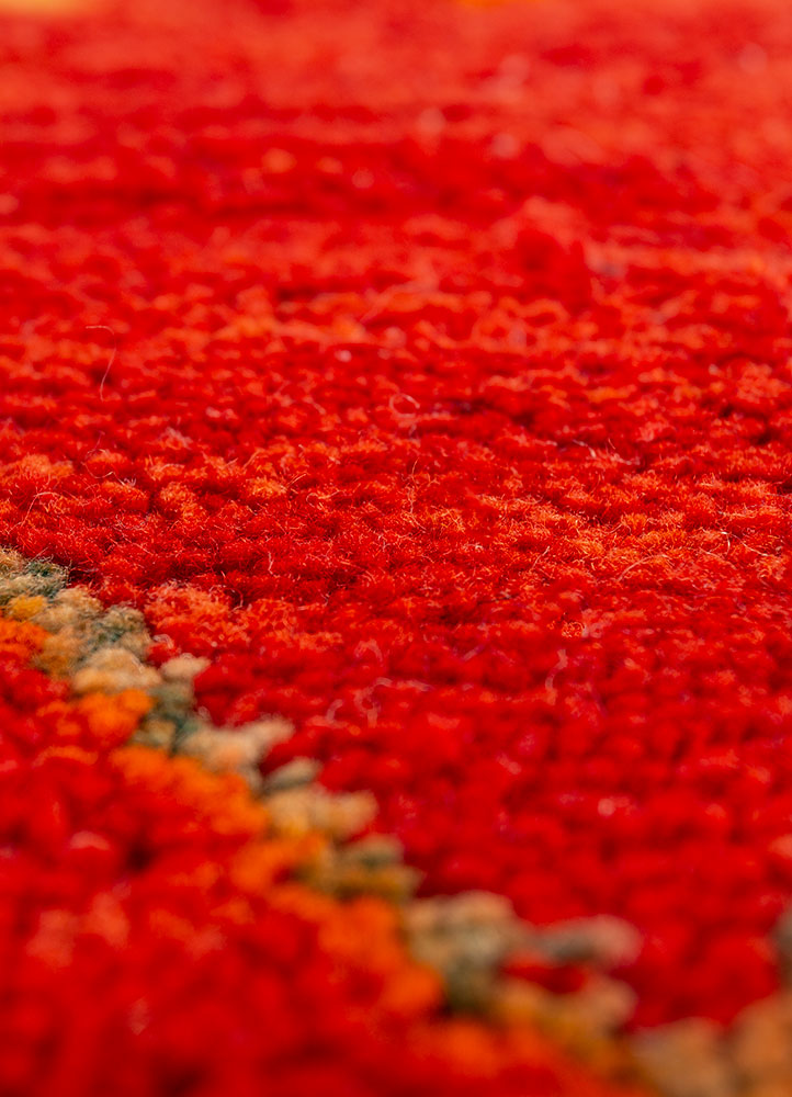 nuray pink and purple wool hand knotted Rug - CloseUp
