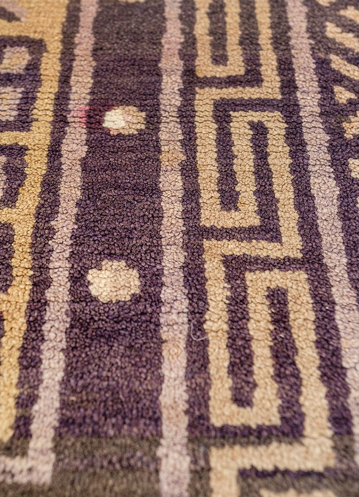pechino beige and brown wool hand knotted Rug - CloseUp