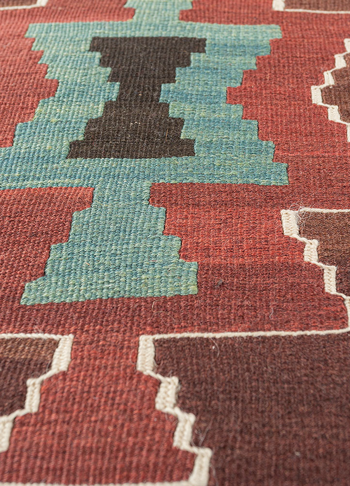 nayaab beige and brown wool flat weaves Rug - CloseUp