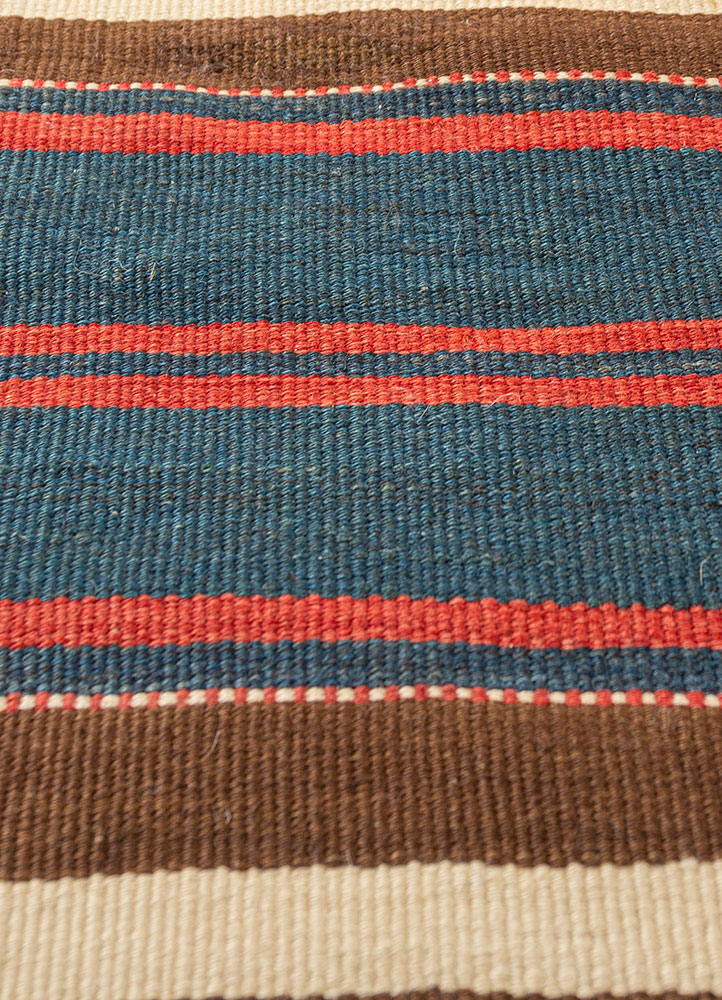 nayaab beige and brown wool flat weaves Rug - CloseUp
