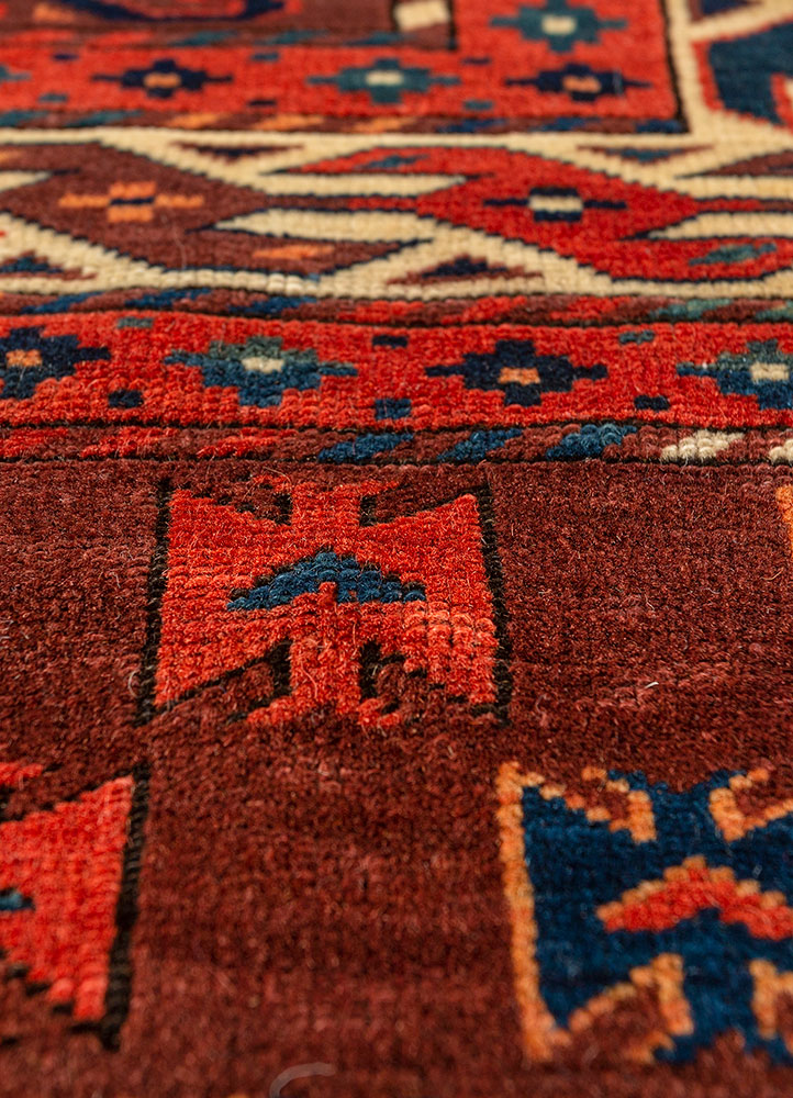 kiaan red and orange wool hand knotted Rug - CloseUp