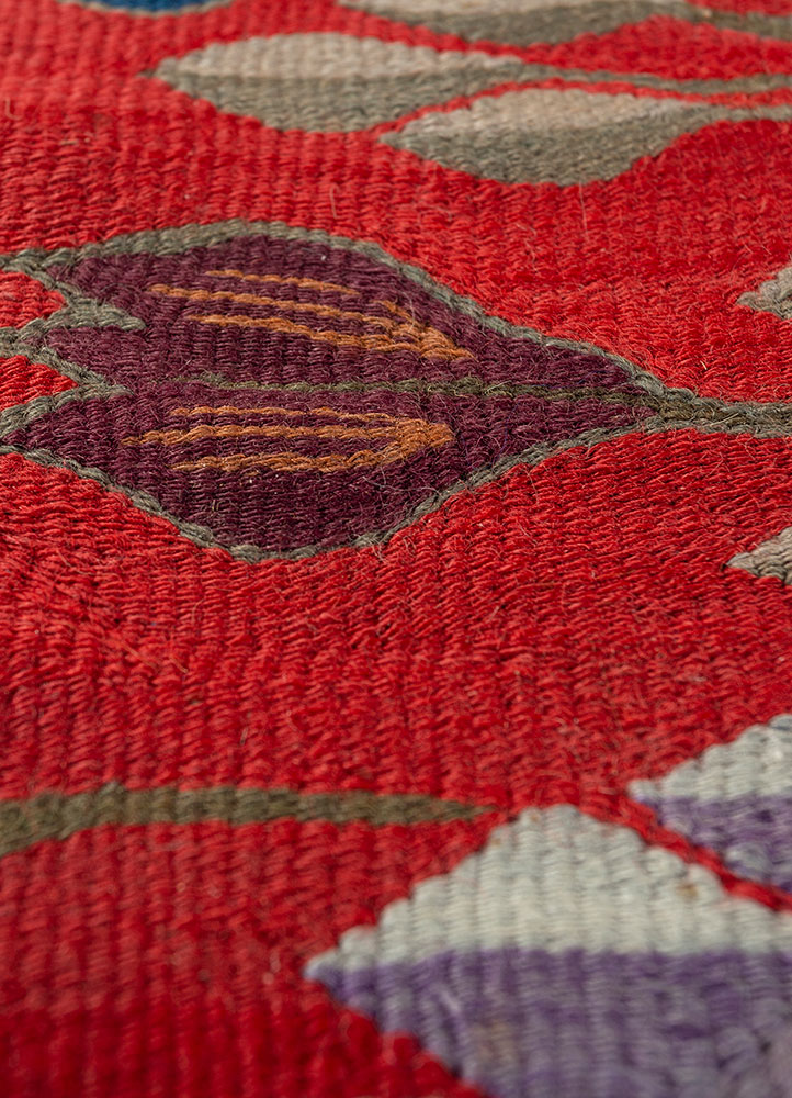 nayaab blue wool flat weaves Rug - CloseUp