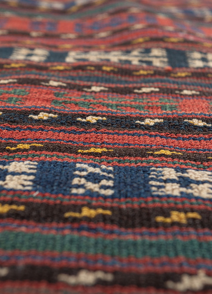 nayaab pink and purple wool flat weaves Rug - CloseUp