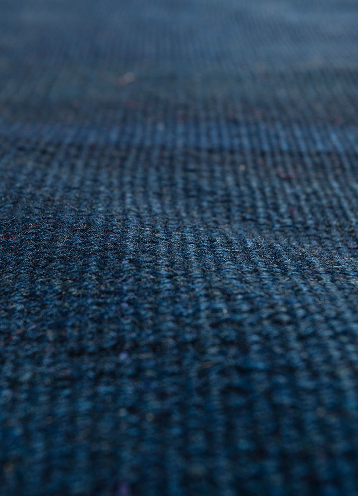 nayaab blue wool flat weaves Rug - CloseUp