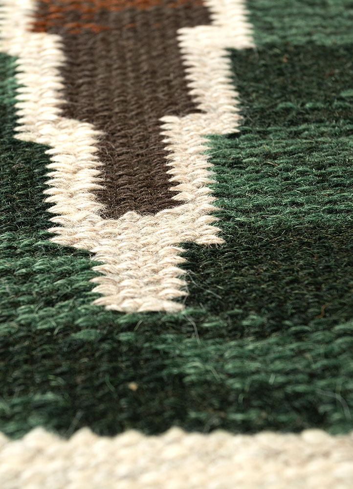 nayaab blue wool flat weaves Rug - CloseUp