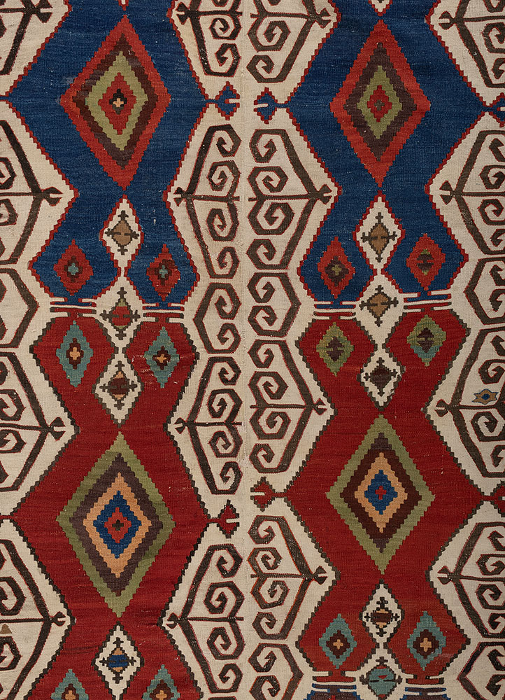nayaab red and orange wool flat weaves Rug - CloseUp