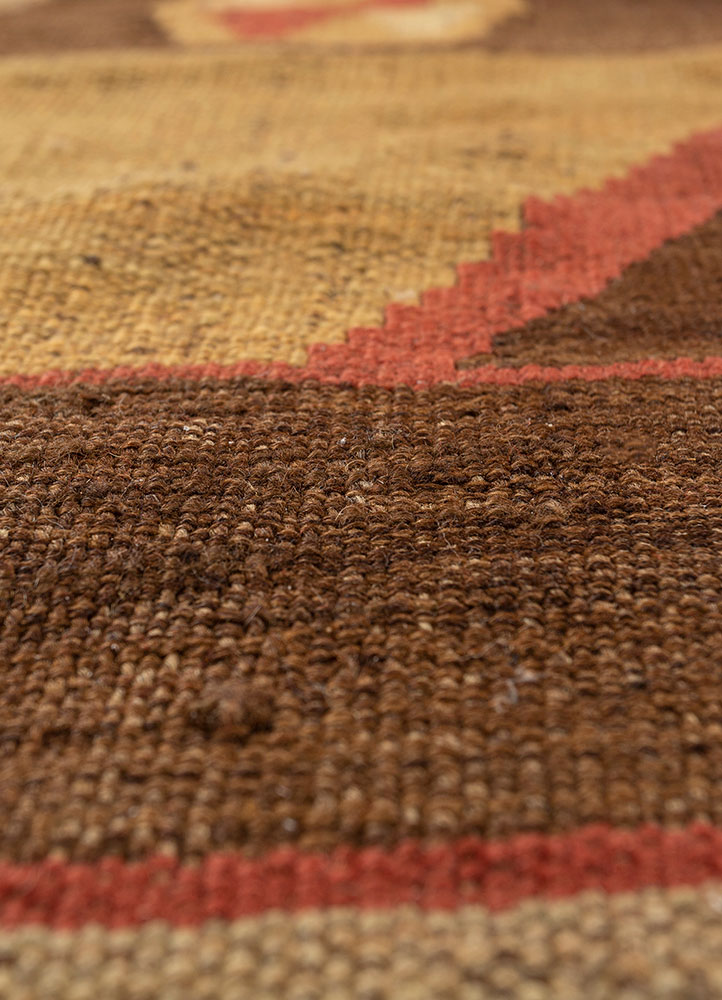 nayaab red and orange wool flat weaves Rug - CloseUp