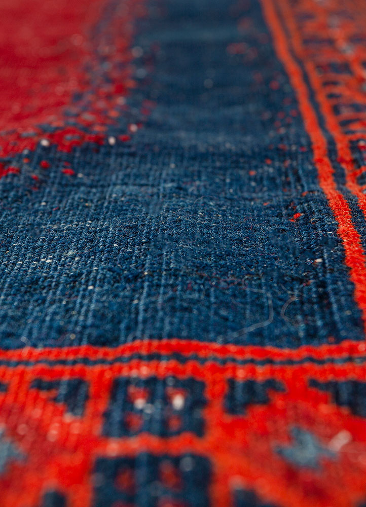 nayaab blue wool flat weaves Rug - CloseUp