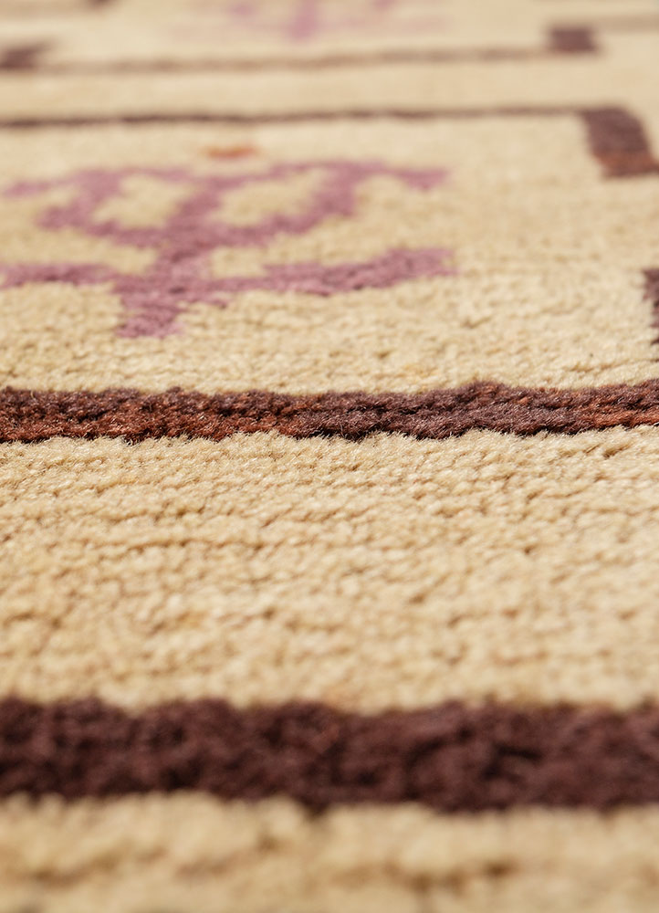 nayaab beige and brown wool flat weaves Rug - CloseUp