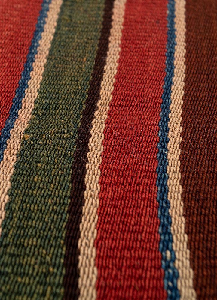 nayaab green wool flat weaves Rug - CloseUp