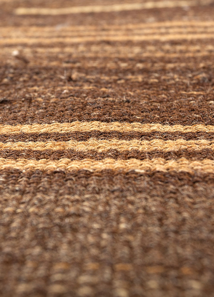nayaab beige and brown wool flat weaves Rug - CloseUp