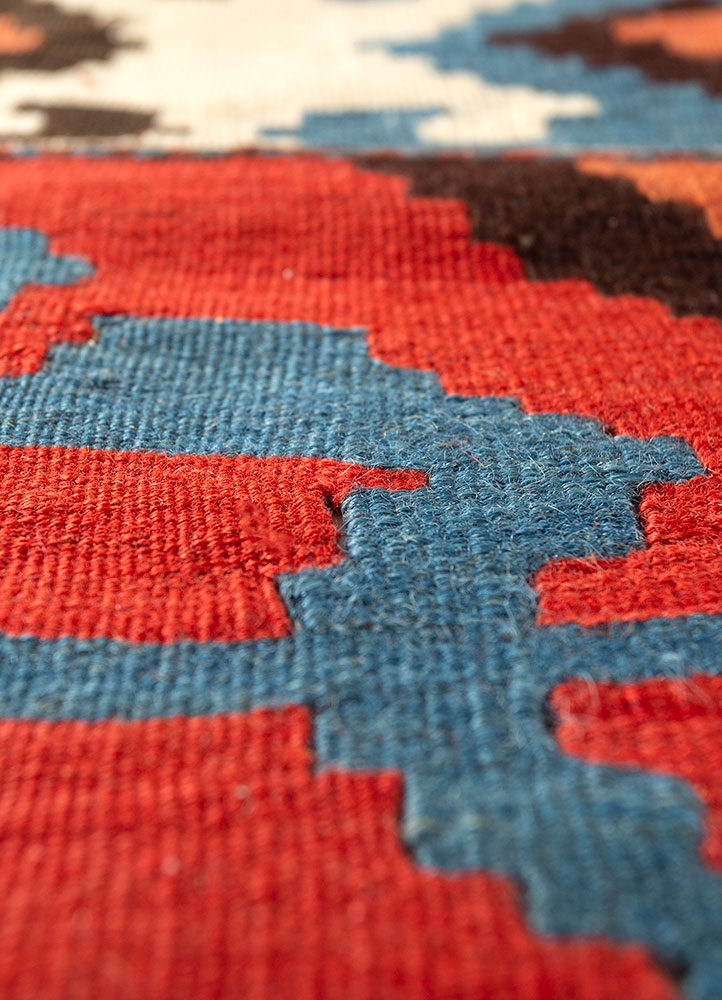 nayaab beige and brown wool flat weaves Rug - CloseUp