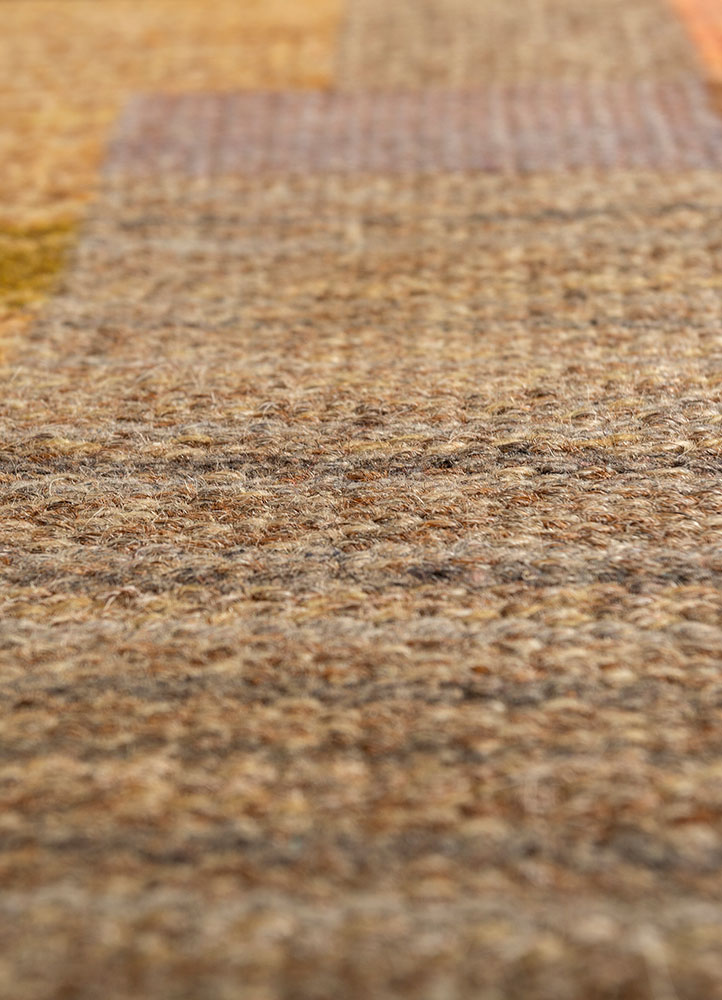 nayaab beige and brown wool flat weaves Rug - CloseUp