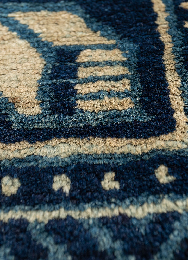 aalam blue wool flat weaves Rug - CloseUp