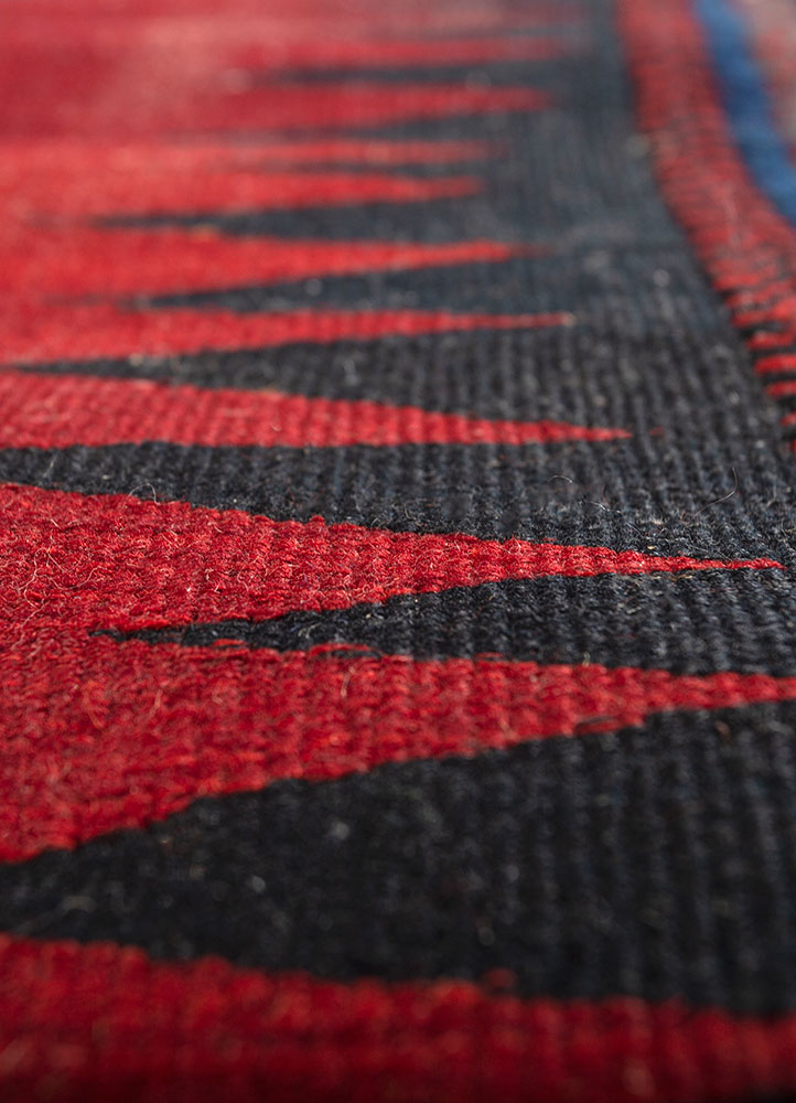 nayaab red and orange wool flat weaves Rug - CloseUp