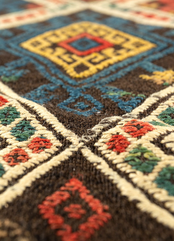 nayaab beige and brown wool flat weaves Rug - CloseUp