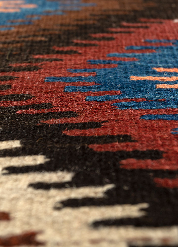 nayaab beige and brown wool flat weaves Rug - CloseUp