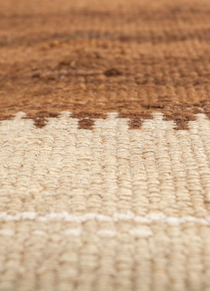 nayaab beige and brown wool flat weaves Rug - CloseUp