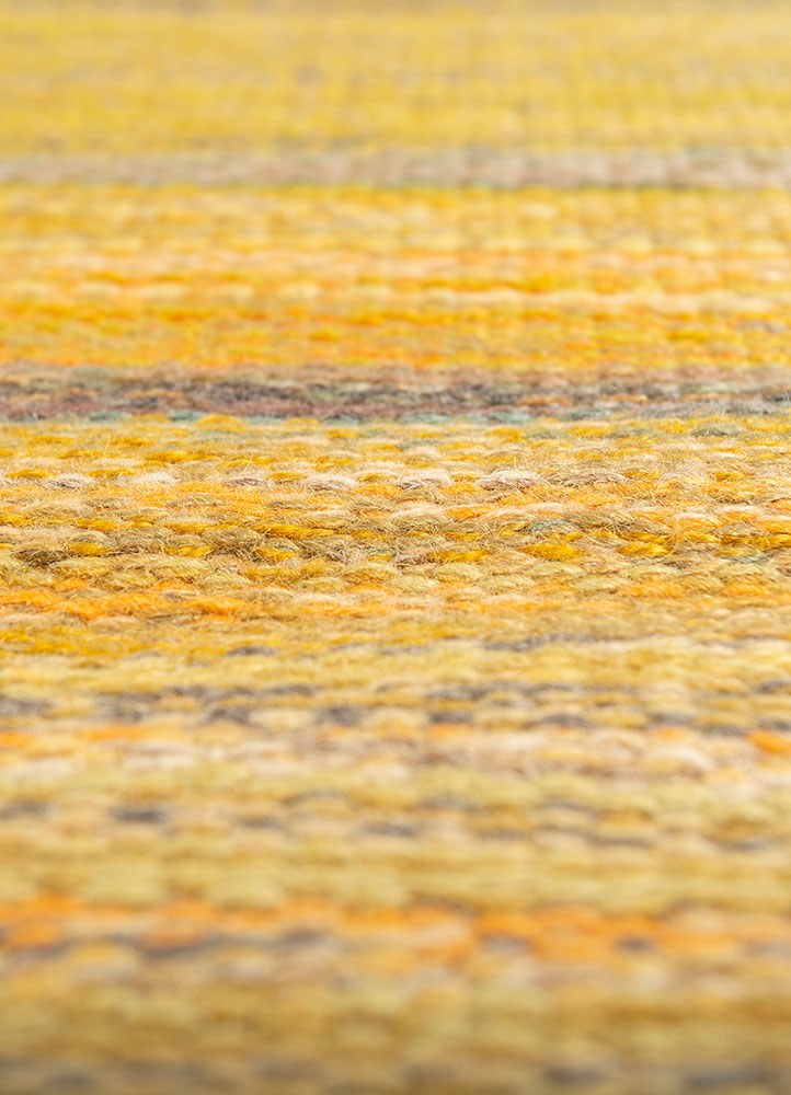 nayaab gold wool flat weaves Rug - CloseUp