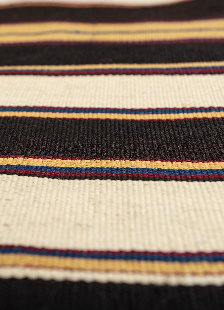 nayaab grey and black wool flat weaves Rug - CloseUp