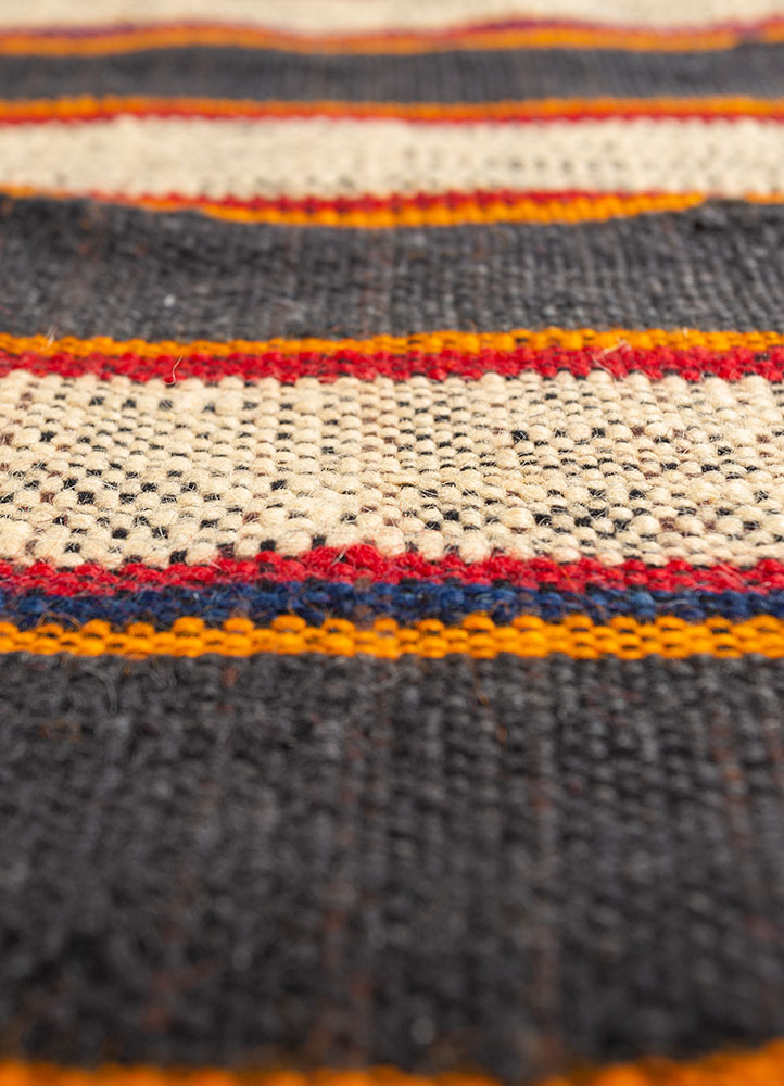 nayaab red and orange wool flat weaves Rug - CloseUp