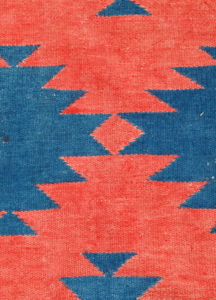 nayaab red and orange cotton flat weaves Rug - CloseUp
