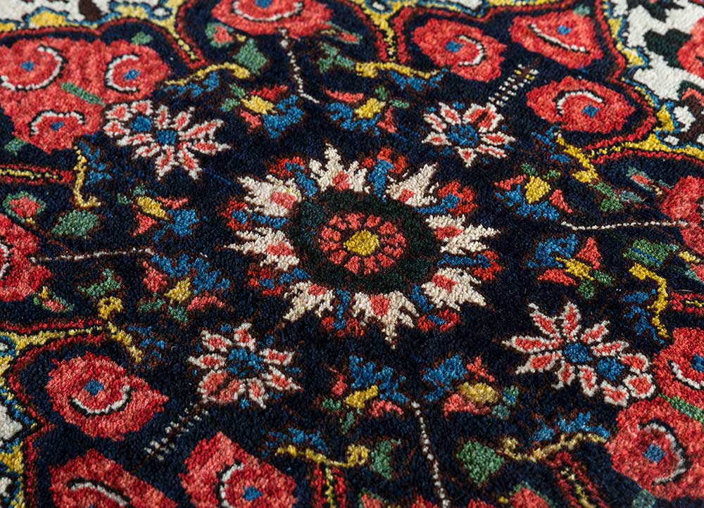 aalam red and orange wool hand knotted Rug - CloseUp