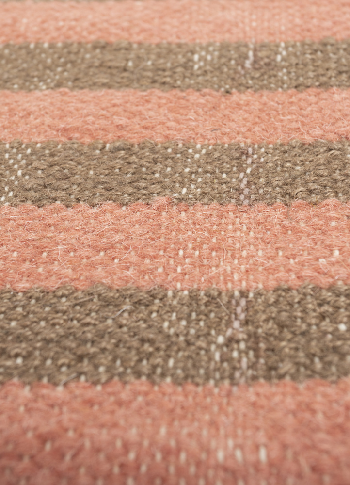 checkers red and orange wool flat weaves Rug - CloseUp