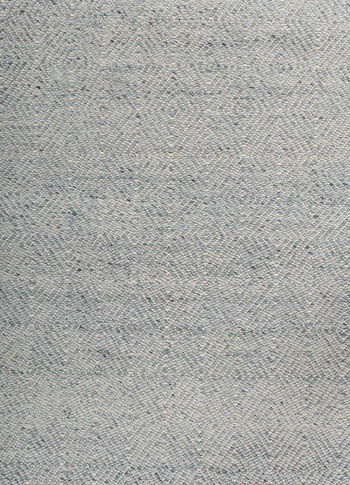 abrash blue wool flat weaves Rug - CloseUp
