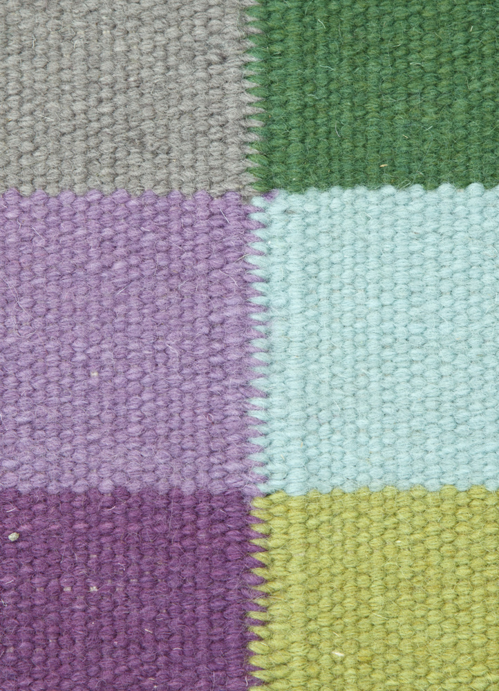checkers ivory wool flat weaves Rug - CloseUp