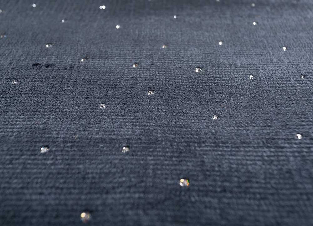 basis blue viscose hand loom Rug - CloseUp