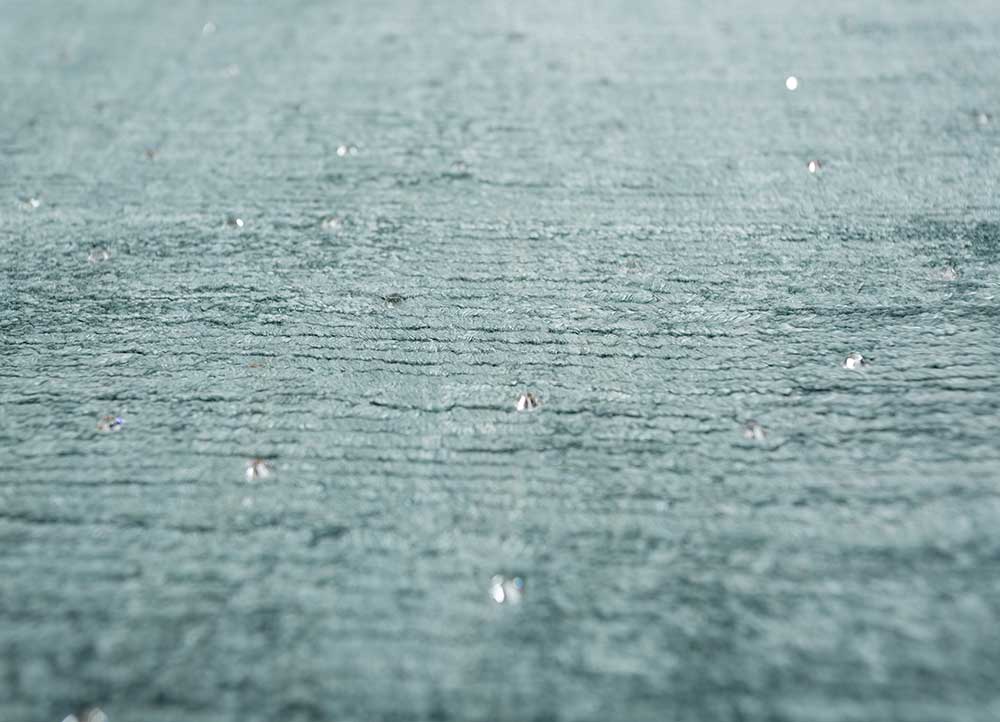 basis blue viscose hand loom Rug - CloseUp