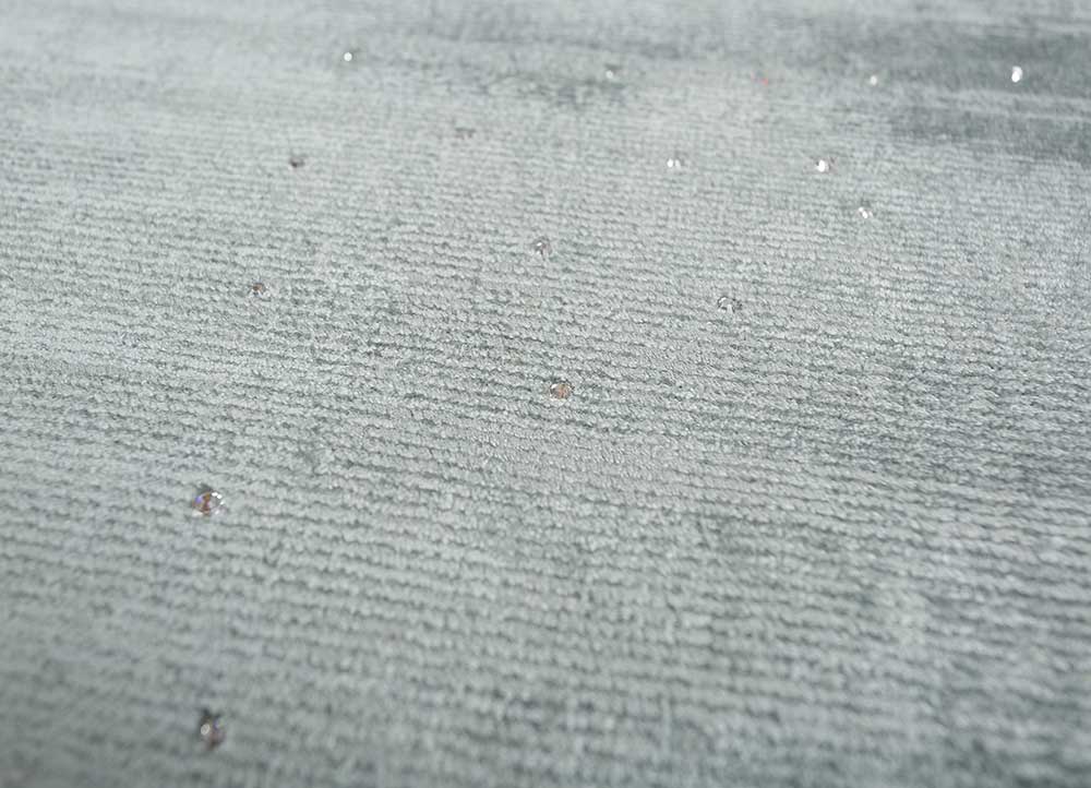 basis blue viscose hand loom Rug - CloseUp