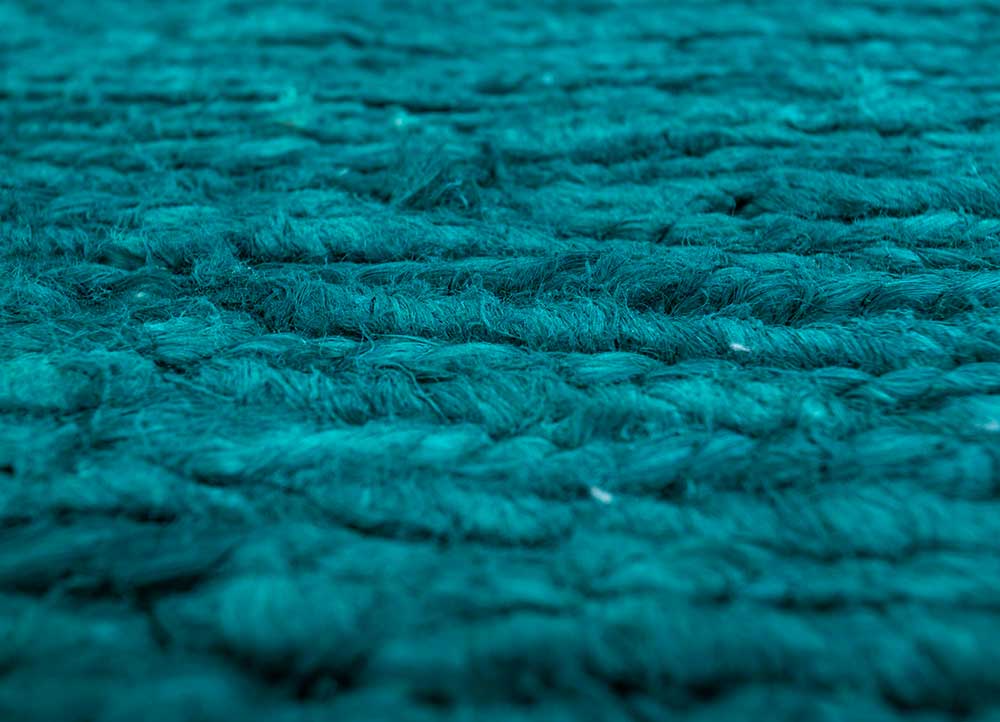 hula blue jute and hemp hand knotted Rug - CloseUp