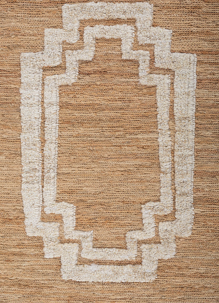 hula beige and brown jute and hemp hand knotted Rug - CloseUp