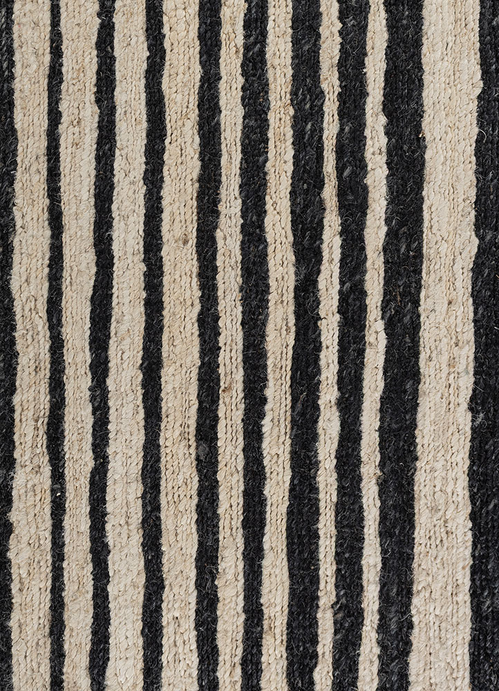 hula grey and black jute and hemp hand knotted Rug - CloseUp