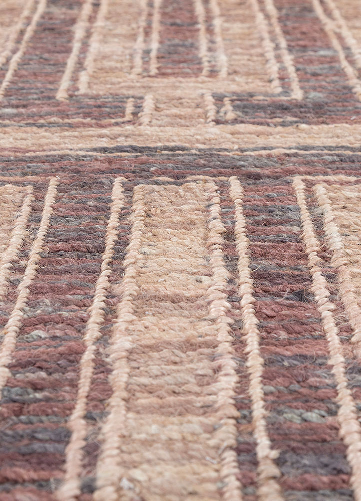 hula red and orange jute and hemp hand knotted Rug - CloseUp