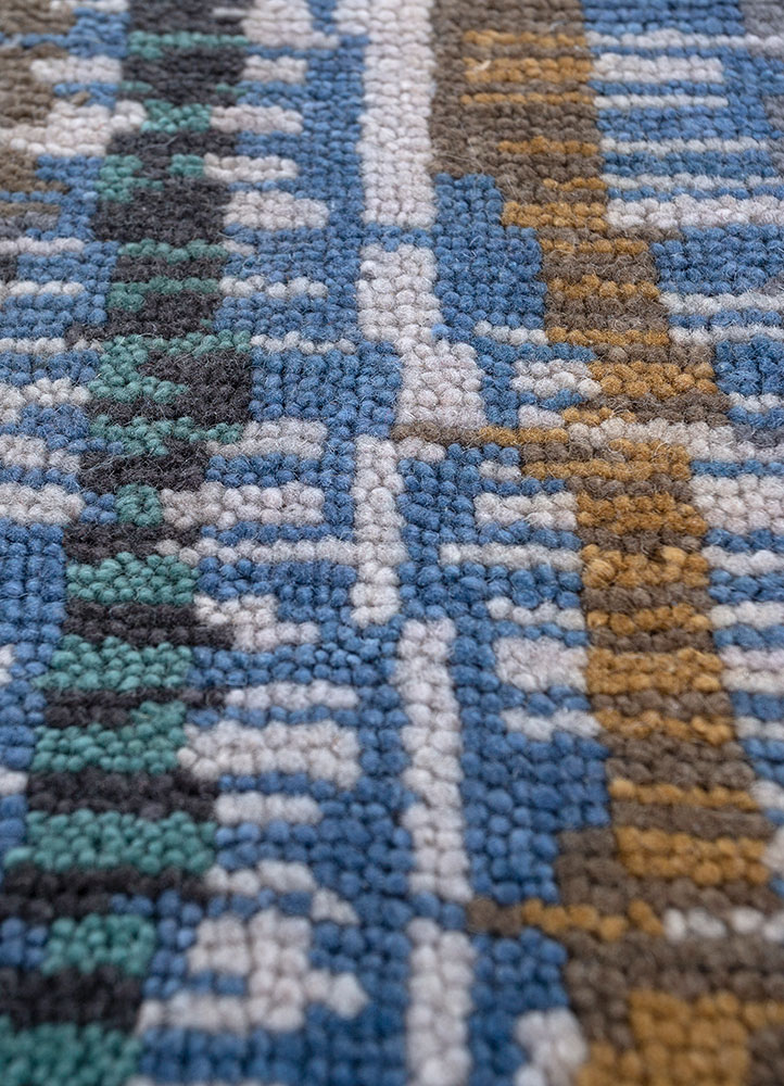 hula blue jute and hemp hand knotted Rug - CloseUp