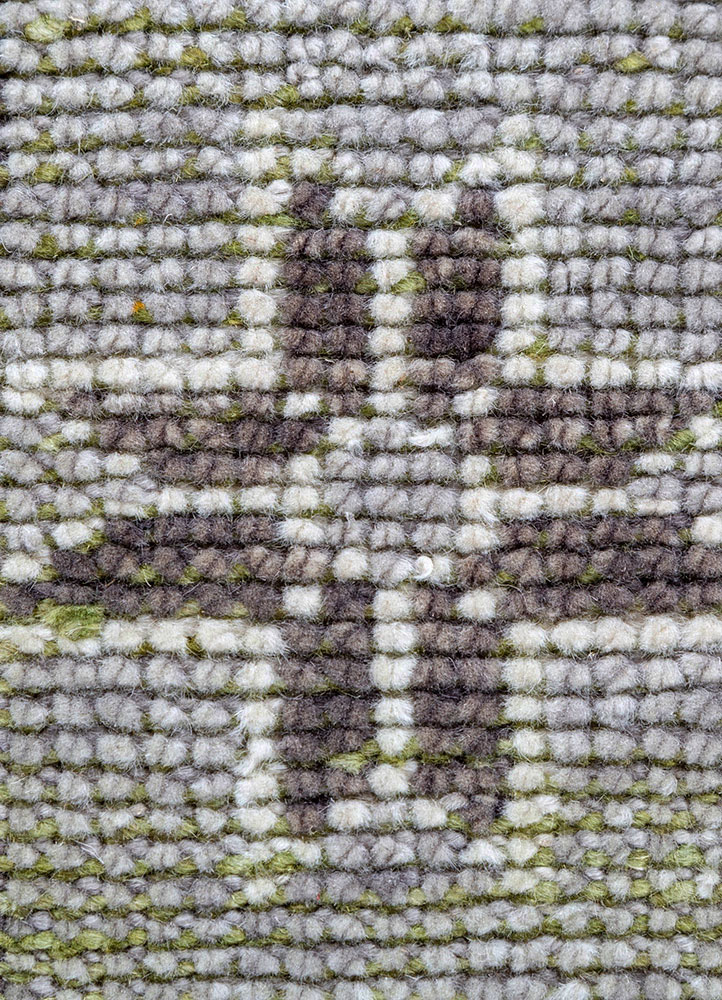 thyme grey and black wool hand knotted Rug - CloseUp