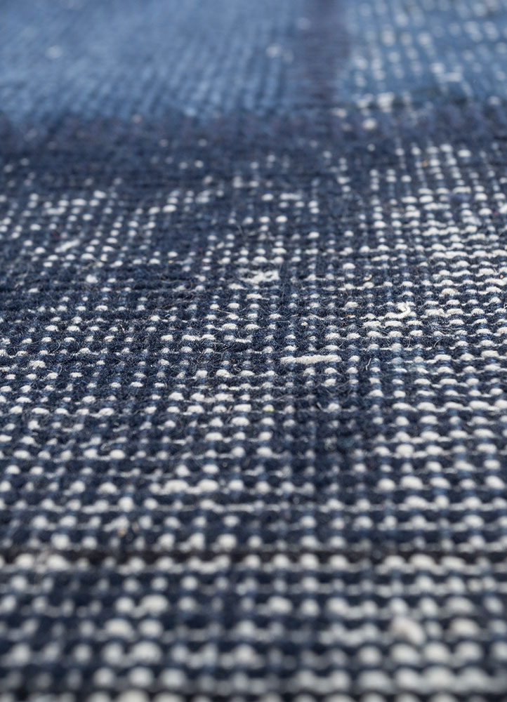 provenance blue wool hand knotted Rug - CloseUp