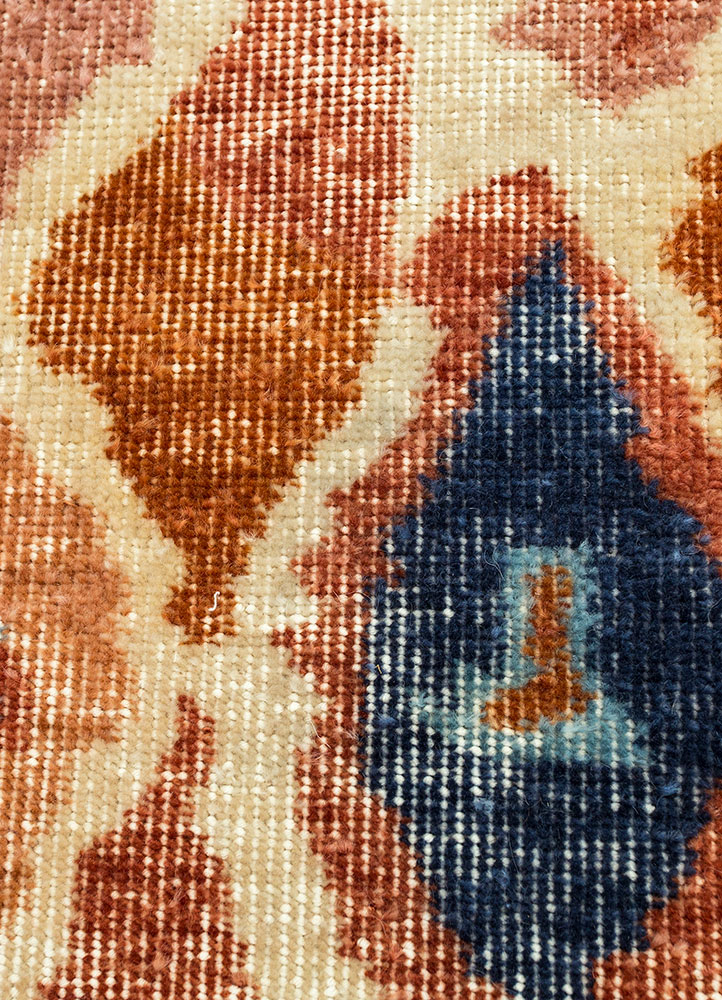 erbe red and orange wool hand knotted Rug - CloseUp