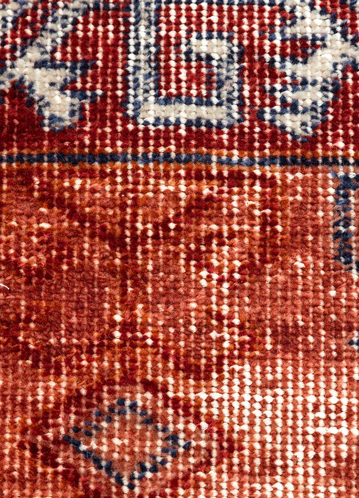 erbe red and orange wool hand knotted Rug - CloseUp