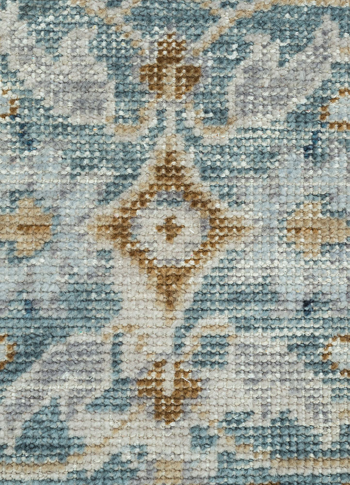erbe blue wool hand knotted Rug - CloseUp