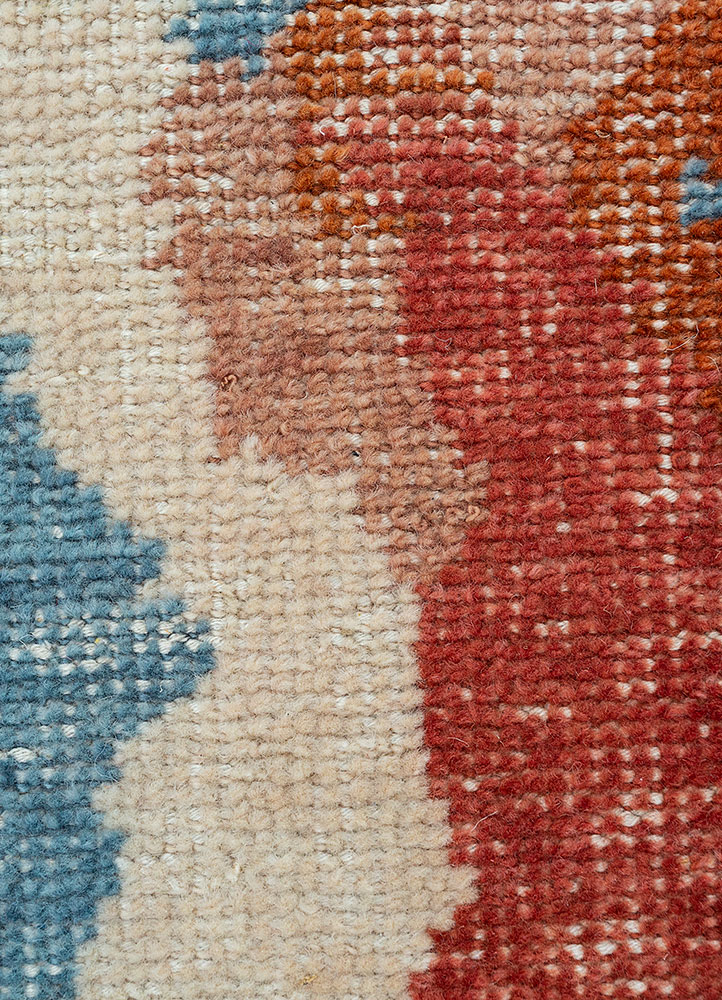erbe red and orange wool hand knotted Rug - CloseUp