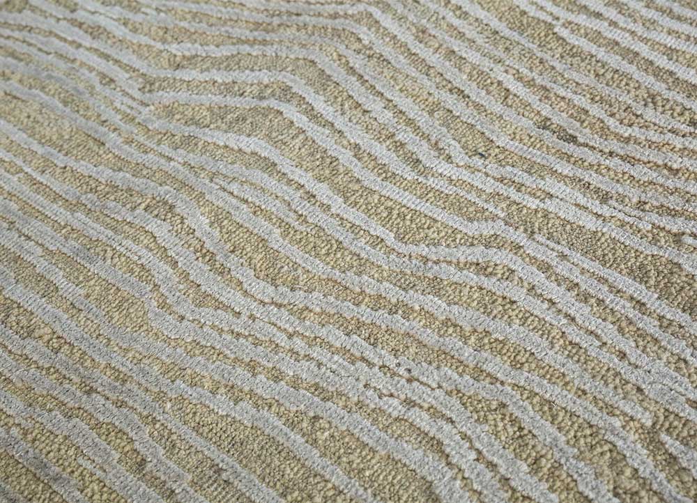 entropy beige and brown wool and silk hand knotted Rug - CloseUp