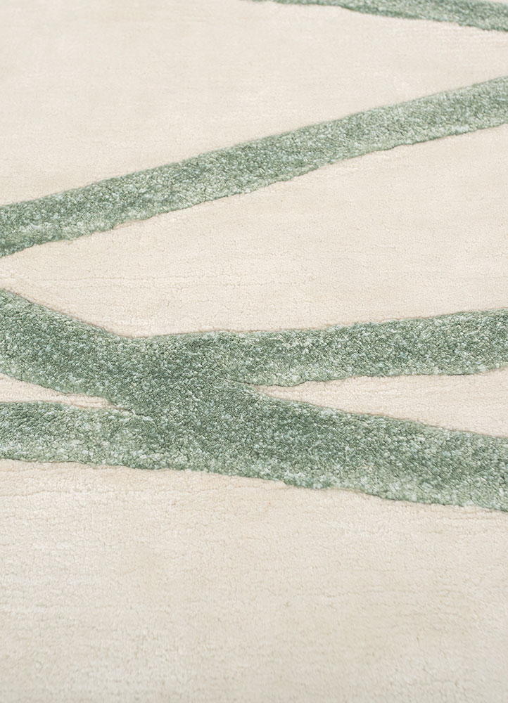white noise ivory viscose hand tufted Rug - CloseUp