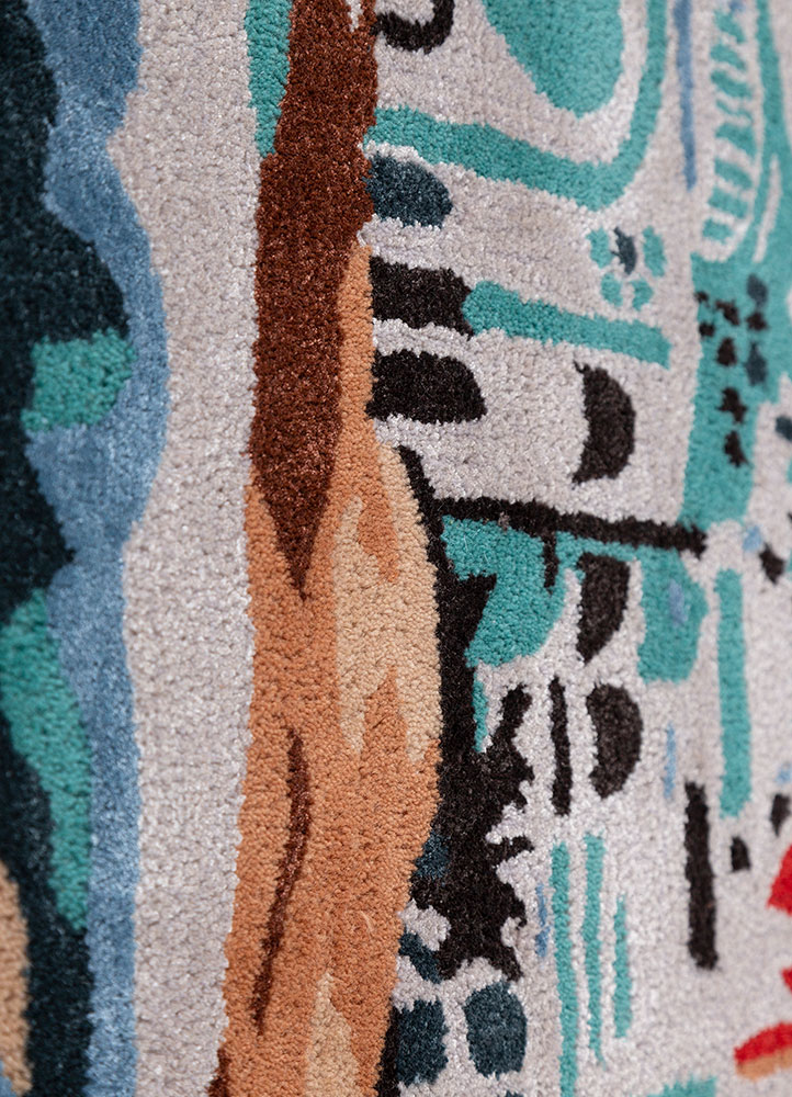 aprezo blue wool and viscose hand tufted Rug - CloseUp