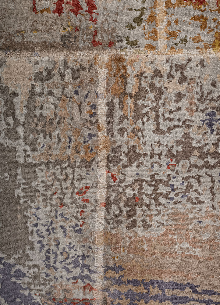 provenance blue wool and bamboo silk hand knotted Rug - CloseUp