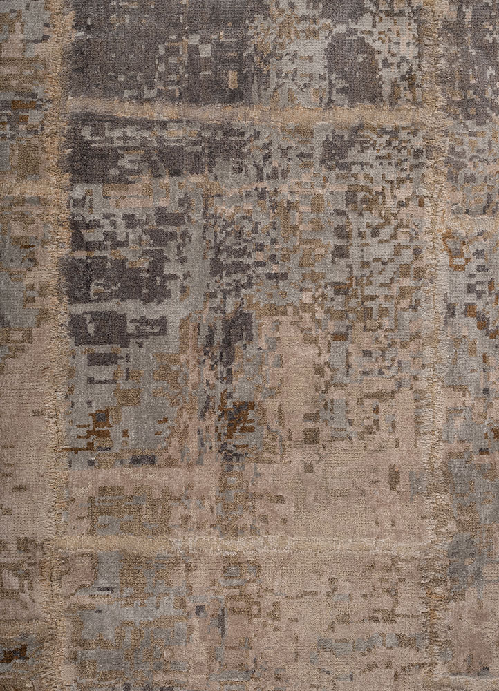 provenance blue wool and bamboo silk hand knotted Rug - CloseUp