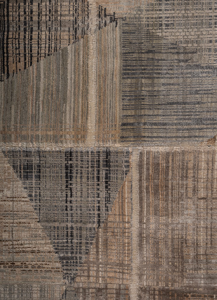 provenance blue wool and bamboo silk hand knotted Rug - CloseUp